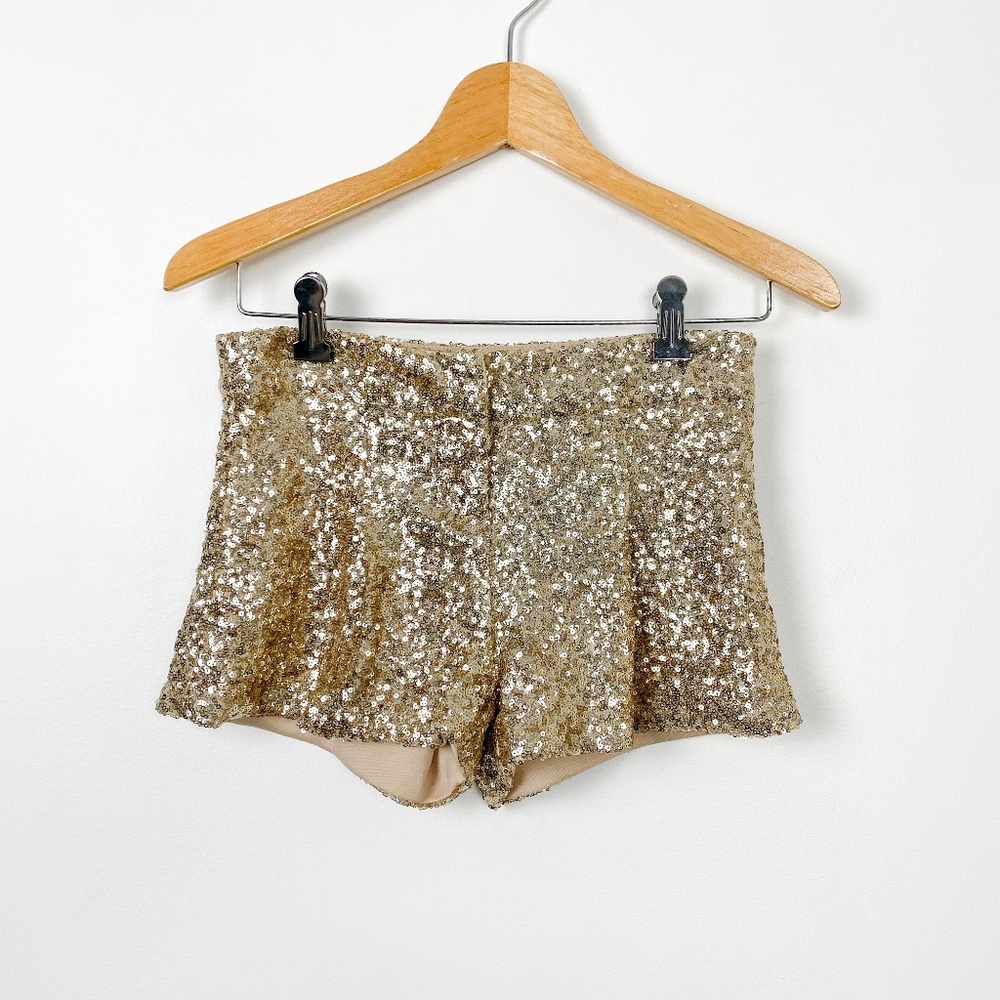 La Cite Gold Sequin Shorts Size XS